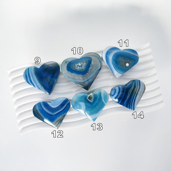 Blue Agate Heart Crystal Carving Dyed - Picture 7 of 7